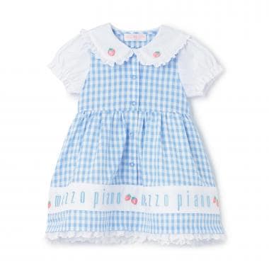 裾ロゴ刺しゅう　ギンガムチェックワンピース