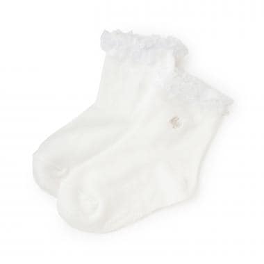 フリル　ロゴ刺しゅうソックス