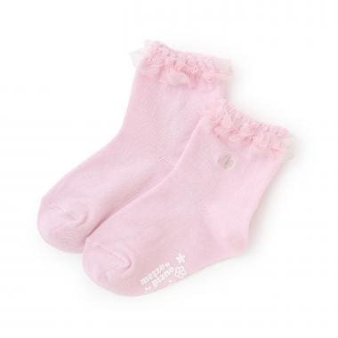 フリル　ロゴ刺しゅうソックス