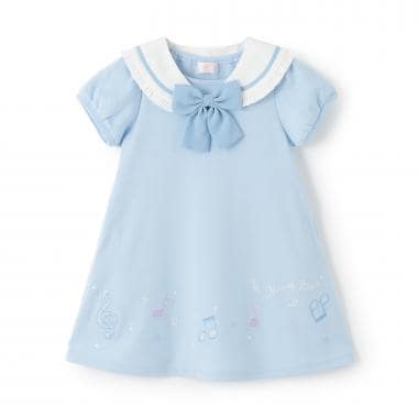 音符刺しゅう　セーラー衿つき　ワンピース