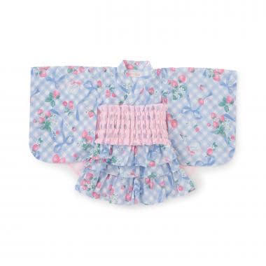 ギンガムいちご柄　浴衣ドレス