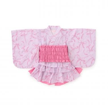 トゥシューズリボン柄　浴衣ドレス