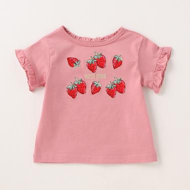 ★イチゴ切替フリル半袖Tシャツ