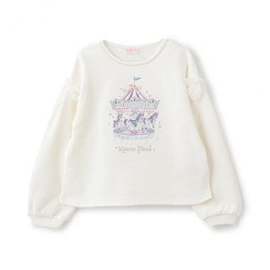 メゾピアノ メリーゴーランド トレーナー ホワイト 刺繍 リボン 130 ゆるく 