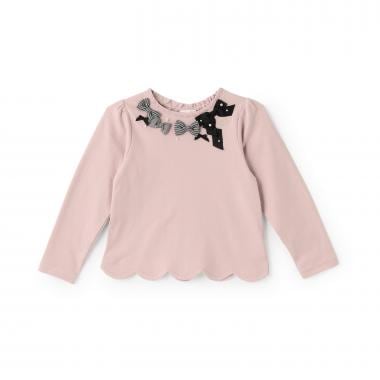 【人気商品再入荷】【直営店で取り扱い無し】裾スカラップ　リボンイッパイ長袖Tシャツ