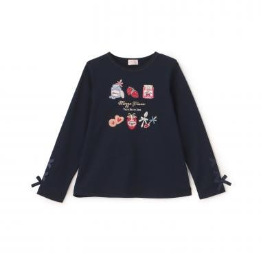 6033201：ジャム瓶アップリケ　長袖Tシャツ
