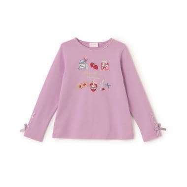 6033201：ジャム瓶アップリケ　長袖Tシャツ