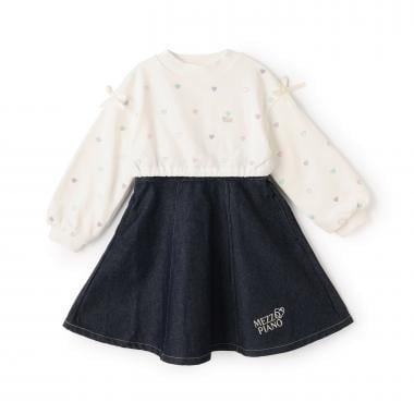 【人気商品再入荷】【直営店で取り扱い無し】プチハート刺しゅう　ドッキングワンピース