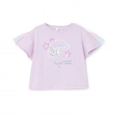 【人気商品再入荷】【直営店で取り扱い無し】ユニコーン　袖チュール切替　半袖Tシャツ