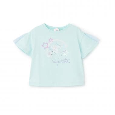 【人気商品再入荷】【直営店で取り扱い無し】ユニコーン　袖チュール切替　半袖Tシャツ