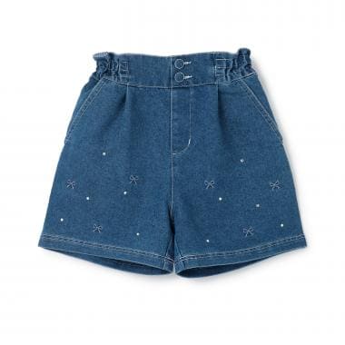 ☆彡リボン刺しゅうラインストーン　ショートパンツ