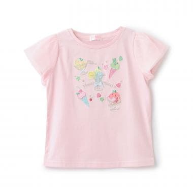 ☆彡フルーツシャーベットアップリケ　半袖Tシャツ