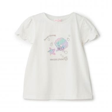 ☆彡シェルアップリケ　パフスリーブTシャツ