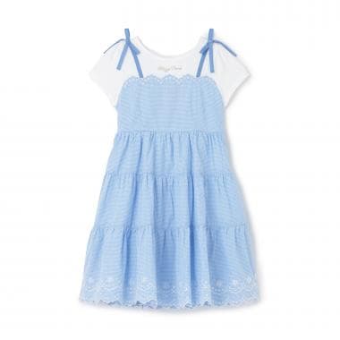 ☆彡カットワークギンガム　ドッキングワンピース