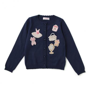 おしゃれワッペンカーディガン(SS(90-100) 紺): キッズ - ナルミヤ