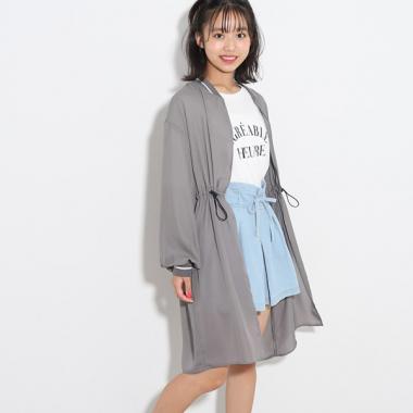 【UV/セットアイテム】透けロングブルゾン+TシャツSET