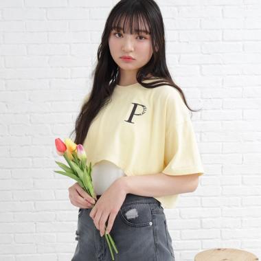 【2点セットアイテム】クロップドTシャツ+タンクSET