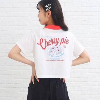 Y2K気分♪衿付きコンパクトTシャツ(S(140) オフホワイト(003