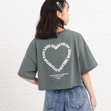 【2点SET】ハートサガラロゴ短丈Tシャツ＋キャミSET