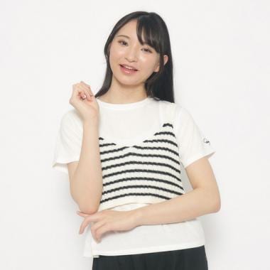 【2点SET・洗える】＋3歳見え　ニットビスチェ＋インナーTシャツセット