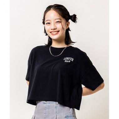 【130cmあり】ゆるっとシルエット　バックカレッジロゴTシャツ