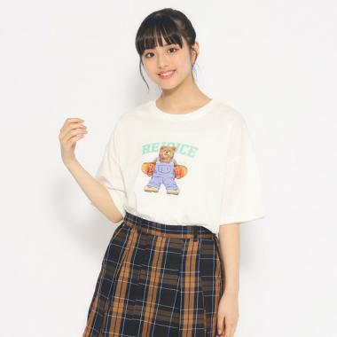 ニコラ4月号掲載】スケボーベアTシャツ(SS(130-140) オフ