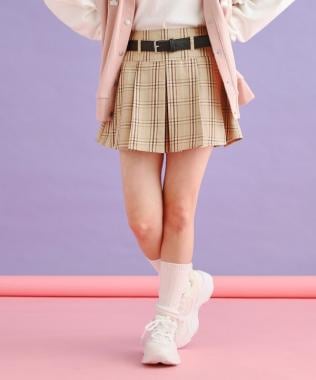 ベルト付きプリーツスカート