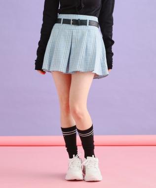 ベルト付きプリーツスカート