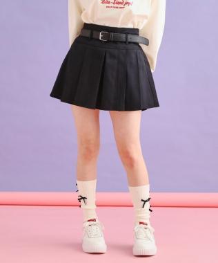 ベルト付きプリーツスカート