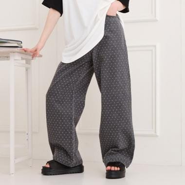 ドット柄デニムパンツ