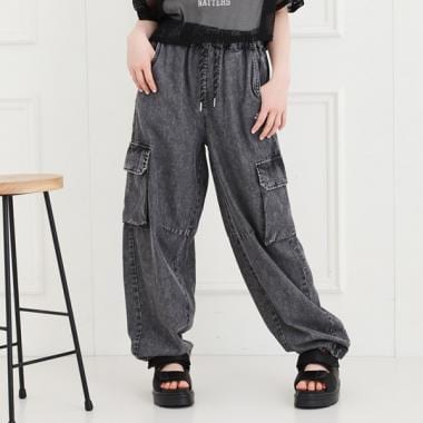 冷感デニムバレルカーゴパンツ