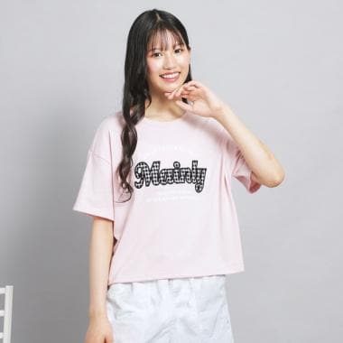 接触冷感ギンガムアップリケTシャツ