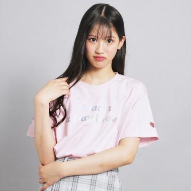 オーロラプリントハートあきTシャツ
