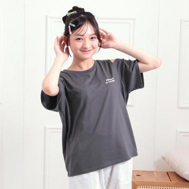 肩あきバックプリントビッグTシャツ