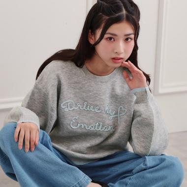 コード風ステッチニットプルオーバー