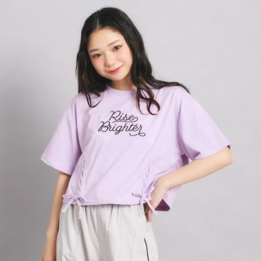 レースアップTシャツ