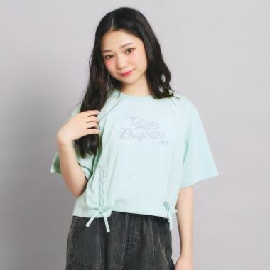 レースアップTシャツ