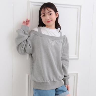 ラメ裏毛オフショル風プルオーバー