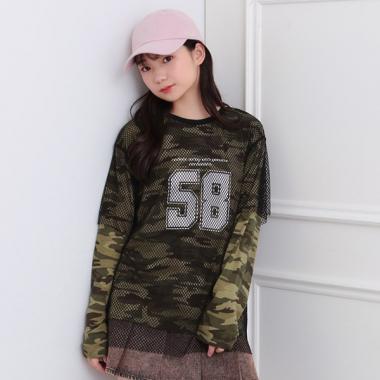 メッシュレイヤード風ロングT