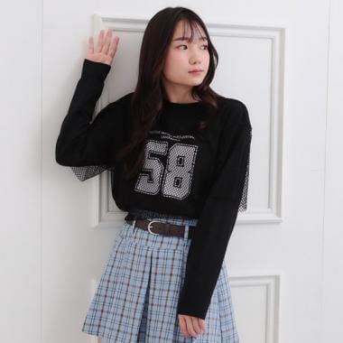 メッシュレイヤード風ロングT