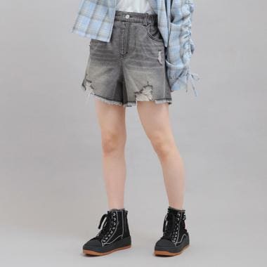 デニムツイルダメージショートパンツ