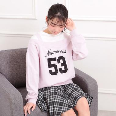 ナンバリングレイヤード風プルオーバー