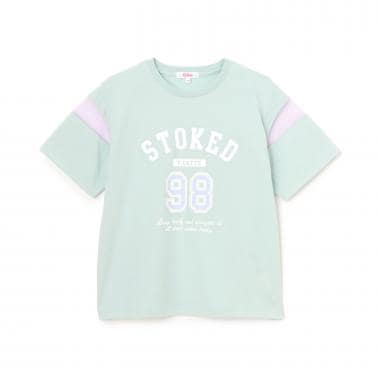 袖チュール切替ナンバリング半袖Tシャツ