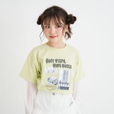 メッシュ袖切替ドッキングビッグTシャツ