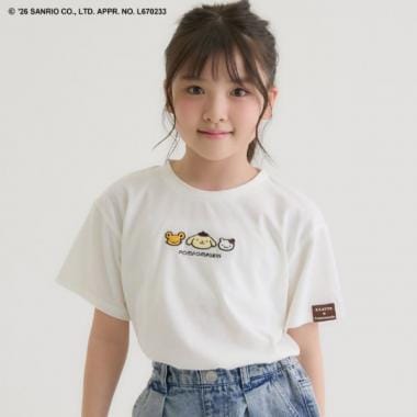 【ポムポムプリン】アップリケ刺繍半袖Tシャツ