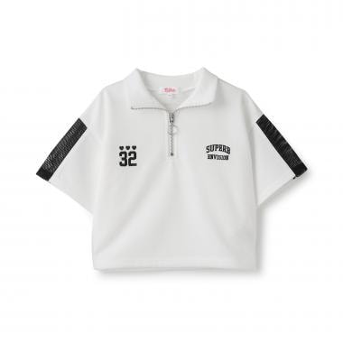 袖メッシュハーフジップ半袖Tシャツ2