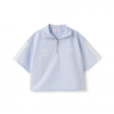 袖メッシュハーフジップ半袖Tシャツ2