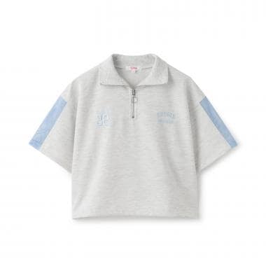 袖メッシュハーフジップ半袖Tシャツ2