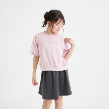 レースライン半袖ポンチトップス＋スカートSETUP