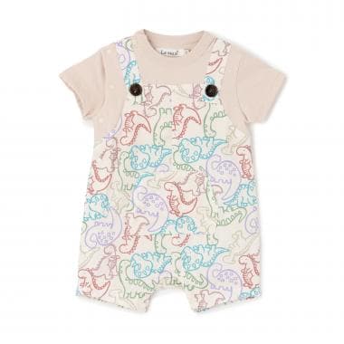 【NEBULA】恐竜柄サロペットレイヤードロンパス